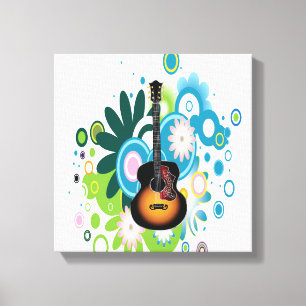 Abstract Guitar Wrapped Canvas Afdruk