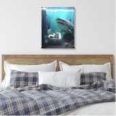Abstract haai canvas afdruk (Insitu (Slaapkamer))