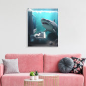 Abstract haai canvas afdruk (Insitu (Woonkamer))