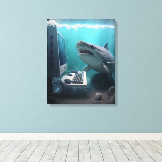 Abstract haai canvas afdruk (Insitu (Houten vloer))