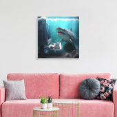 Abstract haai canvas afdruk (Insitu (Woonkamer))