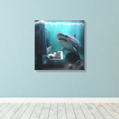 Abstract haai canvas afdruk (Insitu (Houten vloer))