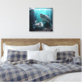Abstract haai canvas afdruk (Insitu (Slaapkamer))