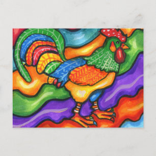 Abstract haan vogel dier kleurrijke kunst briefkaart