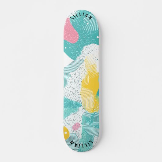 Abstract Halftoonpatroon met hedendaagse pastel Persoonlijk Skateboard (Voorkant)