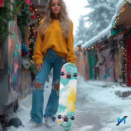 Abstract Halftoonpatroon met hedendaagse pastel Persoonlijk Skateboard