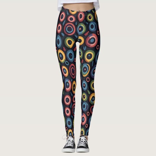 Abstract Halloween Blauw Spooky Monster Eyeball Leggings (Voorkant)