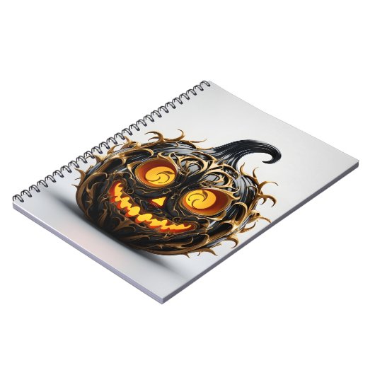 Abstract Halloween Elegant Zwart Pompoen Notitieboek (Linkerzijde)