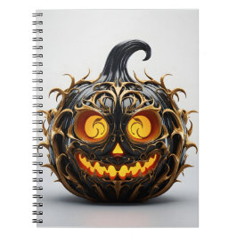 Abstract Halloween Elegant Zwart Pompoen Notitieboek