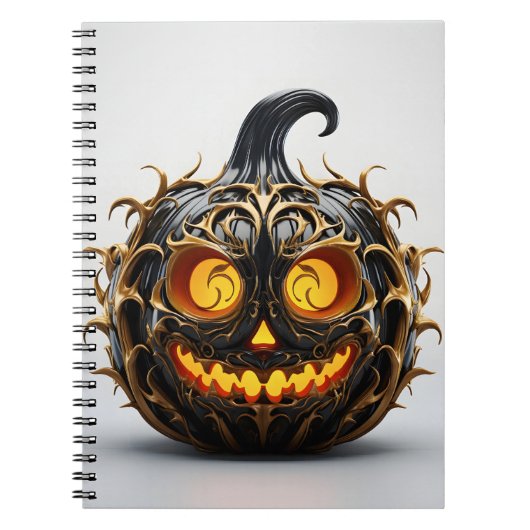 Abstract Halloween Elegant Zwart Pompoen Notitieboek (Voorkant)