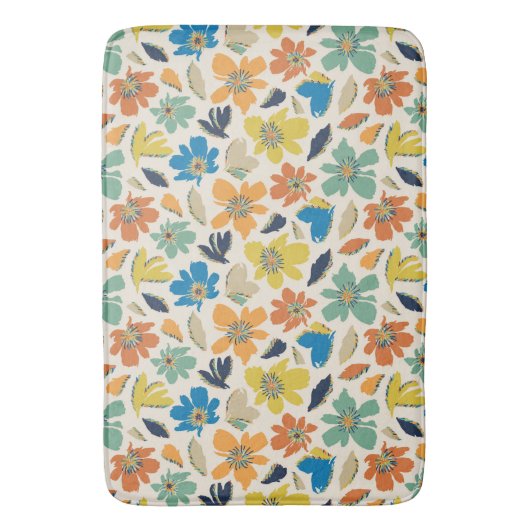 Abstract Hand-Drawn Boho Floral Pattern Badmat (Voorkant Verticaal)