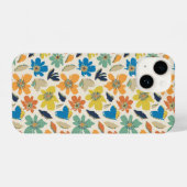 Abstract Hand-Drawn Boho Floral Pattern iPhone Hoesje (Achterkant horizontaal)