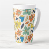Abstract Hand-Drawn Boho Floral Pattern Latte Mok (Rechterhoek)