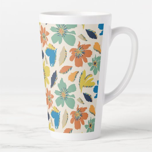 Abstract Hand-Drawn Boho Floral Pattern Latte Mok (Rechts)