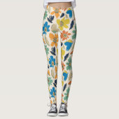 Abstract Hand-Drawn Boho Floral Pattern Leggings (Voorkant)