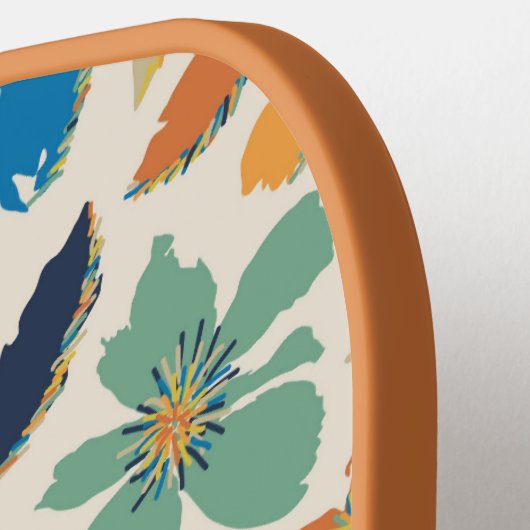 Abstract Hand-Drawn Boho Floral Pattern Pickleball Paddle (Links Detail)