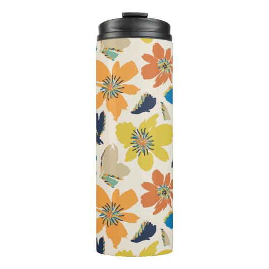 Abstract Hand-Drawn Boho Floral Pattern Thermosbeker (Voorkant)