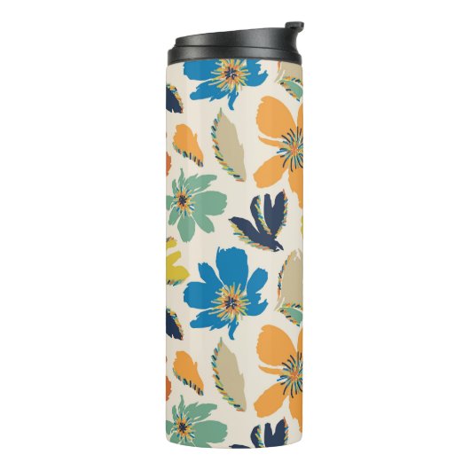 Abstract Hand-Drawn Boho Floral Pattern Thermosbeker (Gedraaid links)