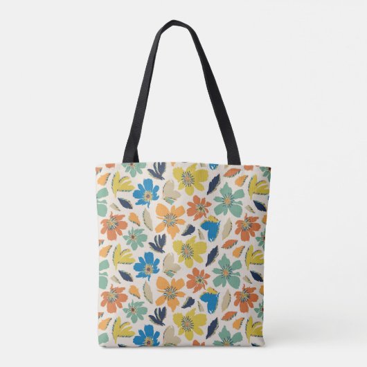 Abstract Hand-Drawn Boho Floral Pattern Tote Bag (Achterkant)