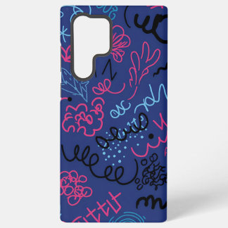 Abstract Hand-Drawn Scribble Pattern on Blue Samsung Galaxy Hoesje