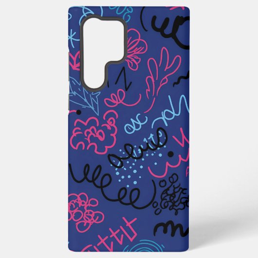 Abstract Hand-Drawn Scribble Pattern on Blue Samsung Galaxy Hoesje (Achterkant)
