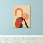 Abstract Hand Painted Art - Boho, Earthy Tones Canvas Afdruk (Insitu (Houten vloer))