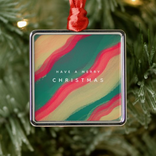 Abstract Hand Painted Pattern Flat Holiday Card Metalen Ornament (Boom)