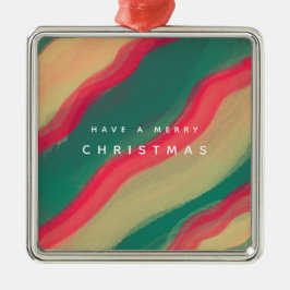 Abstract Hand Painted Pattern Flat Holiday Card Metalen Ornament