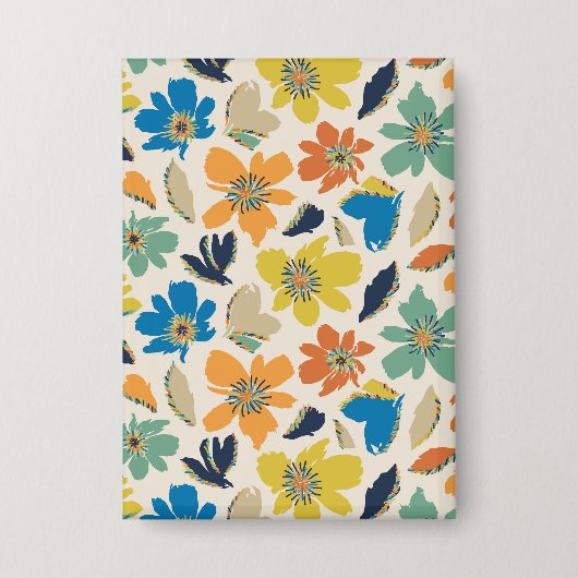 Abstract handgetekend boho bloemmotief button (Voorkant)