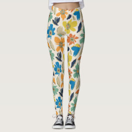 Abstract handgetekend boho bloemmotief leggings
