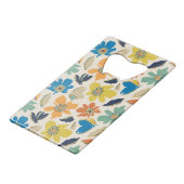 Abstract handgetekend boho bloempatroon creditkaart flessenopener (Voorkant Gekanteld)