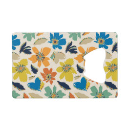 Abstract handgetekend boho bloempatroon creditkaart flessenopener