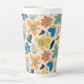 Abstract handgetekend boho bloempatroon latte mok (Voorkant)