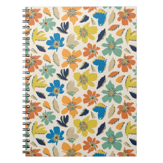 Abstract handgetekend boho bloempatroon notitieboek (Voorkant)