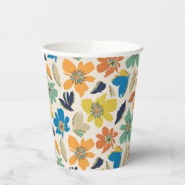 Abstract handgetekend boho bloempatroon papieren bekers