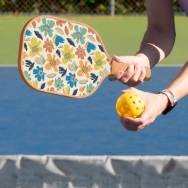 Abstract handgetekend boho bloempatroon pickleball paddle