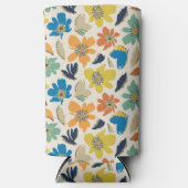 Abstract handgetekend boho bloempatroon seltzer blikjeskoeler (Voorkant)