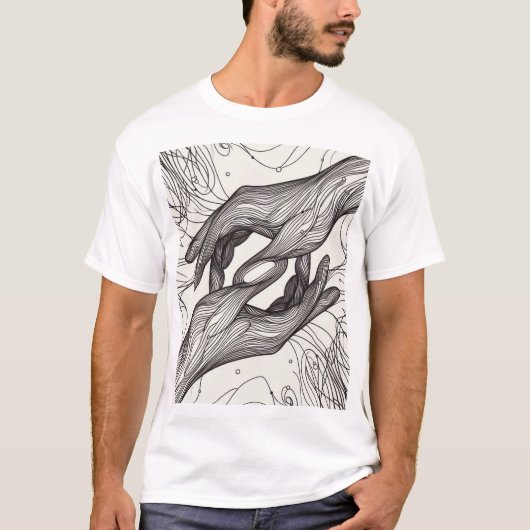 Abstract handlijnkunstontwerp t-shirt (Voorkant)