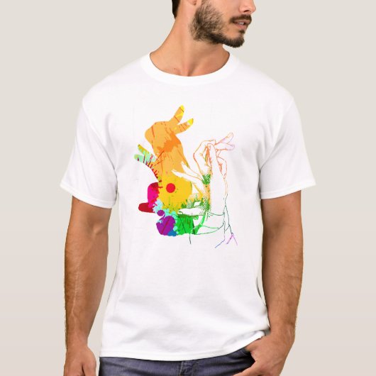 Abstract handschotwalpuppet-ontwerp t-shirt (Voorkant)