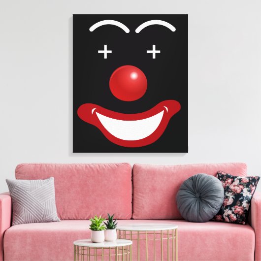 Abstract Happy Face Clown Canvas Afdruk (Insitu (Woonkamer))