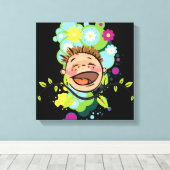 Abstract Happy Kind Wrapped Canvas Afdruk (Insitu (Houten vloer))
