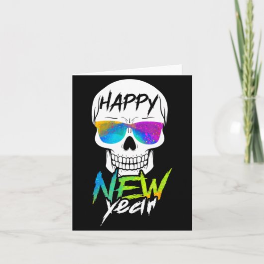 Abstract Happy New Skull Year  Kaart (Voorkant)