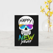 Abstract Happy New Skull Year  Kaart (Gele Bloem)