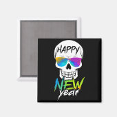 Abstract Happy New Skull Year  Magneet (Voorkant / Achterkant)