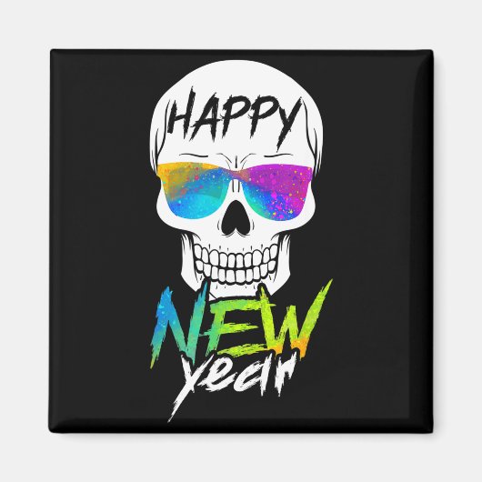 Abstract Happy New Skull Year  Magneet (Voorkant)