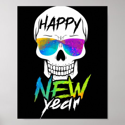 Abstract Happy New Skull Year  Poster (Voorkant)