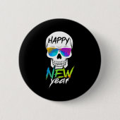 Abstract Happy New Skull Year  Ronde Button 5,7 Cm (Voorkant)