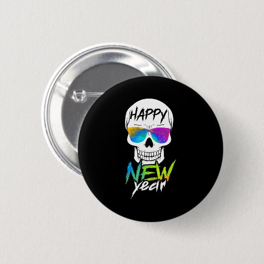 Abstract Happy New Skull Year  Ronde Button 5,7 Cm (Voorkant /achterkant)