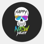 Abstract Happy New Skull Year  Ronde Sticker (Voorkant)