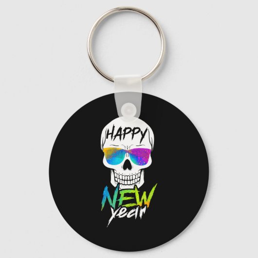 Abstract Happy New Skull Year  Sleutelhanger (Voorkant)